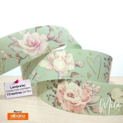 Fita Decorada para Laço Amor sem Fim-Verde Chá Polietileno 32mm X 10m Verde Chá 1 Rolo OEM