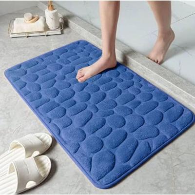 Kit 2 Tapete para Banheiro Soft em Poliéster e Poliuretano 60x40cm Azul OEM