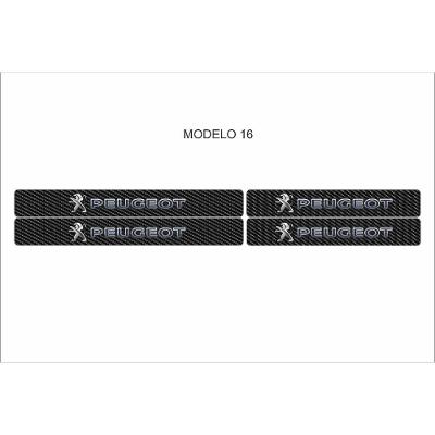 Kit Adesivo de Soleira de Porta para Carro Peugeot Proteção Anti Arranhões Fibra de Carbono OEM