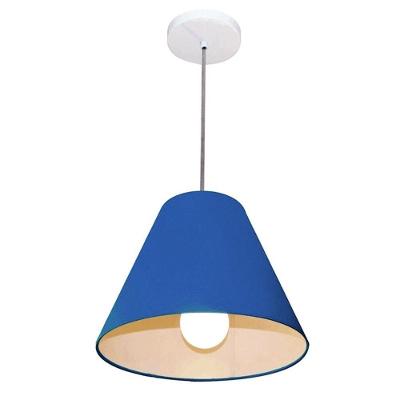 Lustre Pendente Md-4028 com Cúpula em Tecido Cone Pequeno azul-marinho Vivare Brasil Iluminação