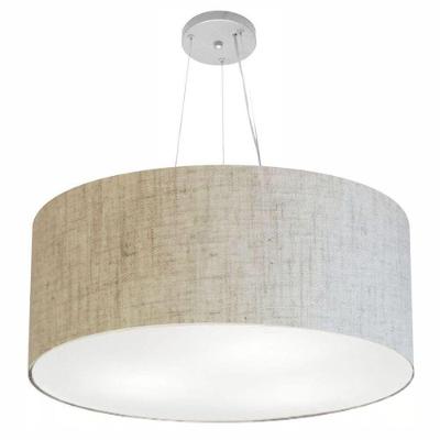 Lustre Pendente Cilíndrico Md-4074 Cúpula em Tecido 60X30CM Grande rústico-bege Vivare Brasil