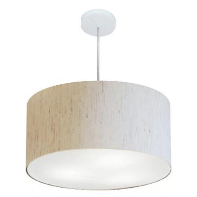 Lustre Pendente Cilíndrico Md-4245 Cúpula em Tecido 50X30CM LINHO BEGE Vivare Brasil Iluminação