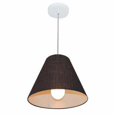 Lustre Pendente Md-4028 Cúpula em Tecido Cone 25X30X12CM Preto Vivare Brasil Iluminação
