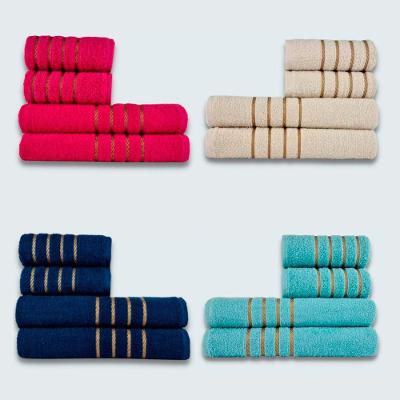 Jogo De Toalhas 16 P? Coleção Montreal 100% Algodão Rosa + Bege + Azul + Verde
