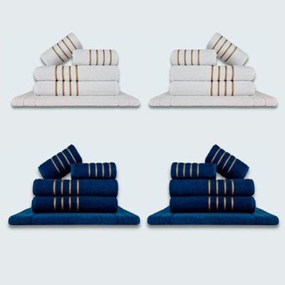 Jogo De Toalhas 20 Peças Coleção Montreal 100% Algodão Branco + Azul