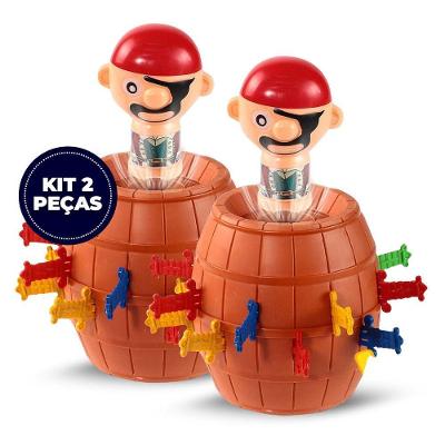 Jogo de Tabuleiro Jogo Barril Pirata Pula 16 Adagas Médio 13x9cm 2 Peças Plástico OEM
