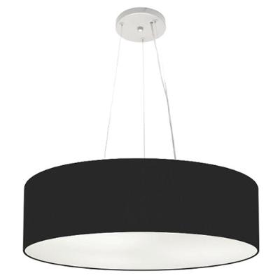 Lustre Pendente Cilíndrico Md-4193 Cúpula em Tecido 70X15CM Bivolt Preto Vivare Brasil Iluminação