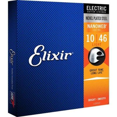 Encordoamento para Guitarra Nanoweb 12052 .010-.046 Leve com Timbre Brilhante Elixir