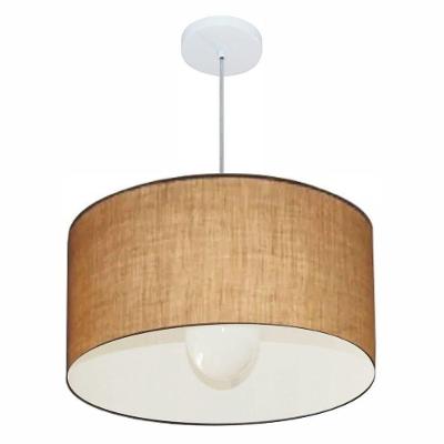 Lustre Pendente Cilíndrico Md-4069 Cúpula em Tecido 50X30CM Fio Ajustável Palha Vivare Brasil