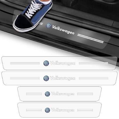 Kit Adesivo de Soleira de Porta Dianteira e Traseira Fibra de Carbono Volkswagen Preto OEM