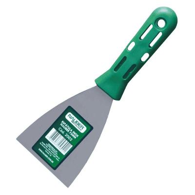 Espátula Inox Lisa 75MM Ergonômica com Cabo PVC Emborrachado Verde Nauber