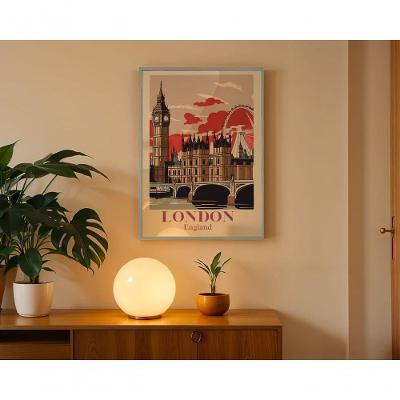 Quadro Decorativo Londres Retangular 50x70CM Preto para Decoração de Ambientes Internos