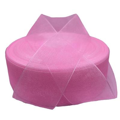 Fita de Organza Voal Premium com 38MM Rosa Bebe 10 Metros OEM