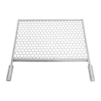 Grelha para Churrasqueira Grelha Moeda Inox 430 com Cabos de Madeira Design Vazado Inox Soberano