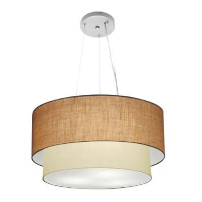 Lustre Pendente Duplo Cilíndrico Md-4369 Bivolt Bege Vivare Brasil Iluminação