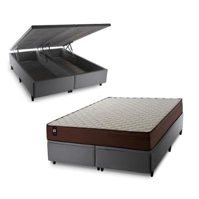 Cama Box Baú Atlanta Espuma D45 158x198 Cinza King House