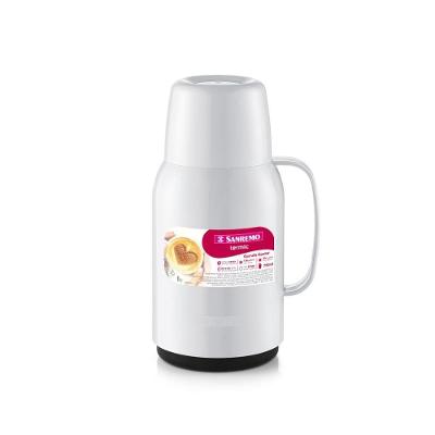 Garrafa Térmica Gostar Plástica 750ML Branco com Tampa Copo Que Não Pinga Sanremo