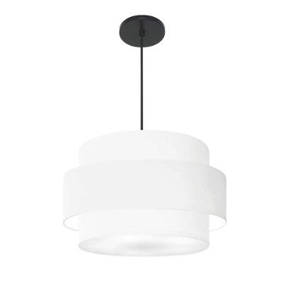 Lustre Pendente Cilíndrico Md-4384 com Cúpula em Tecido Branco Médio 50CM Vivare Brasil Iluminação