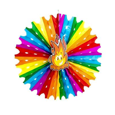 Enfeite Junino Fogueira Tema Mixcolor em Celulose 50CM com 01 Unidade Popper