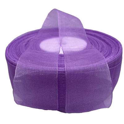 Fita de Organza Voal Premium 38mm Lilás Rolo com 10m para Artesanato OEM