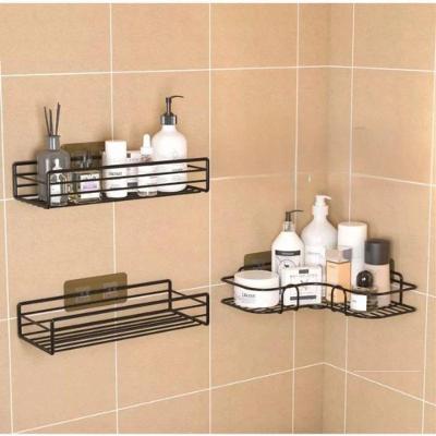 Kit Prateleira de Parede 2 Retas + 1 Aço Inoxidável Preto OEM