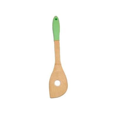 Espátula HC8424330 Furada em Bambu com Cabo de Silicone Resistente ao Calor Verde Fratelli