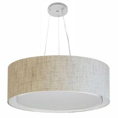 Lustre Pendente Cilíndrico Duplo Md-4125 Cúpula em Tecido 60X25CM, Fio Ajustável, Bege Vivare Brasil
