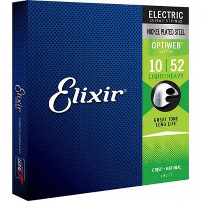 Encordoamento para Guitarra Optiweb 19077 Tensão .010-.052 Vida Útil Prolongada Elixir