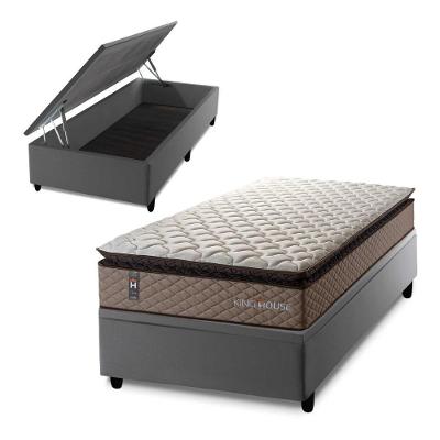 Cama Box Baú Atlanta Bege 88x188 Cinza Espuma D45 King House