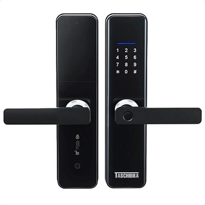 Fechadura Digital TFEE02 de Embutir com Impressão Biométrica para Porta em Plástico Fosco Preto