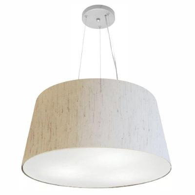 Lustre Pendente Md-4063 Cúpula em Tecido Cone Grande LINHO BEGE Vivare Brasil Iluminação