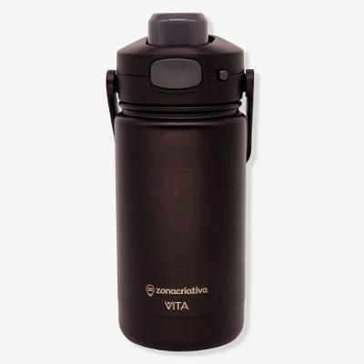 Garrafa Térmica Mini Vita 350ML Nanquim em Aço Inoxidável com Parede Dupla Vácuo Preto Zonacriativa