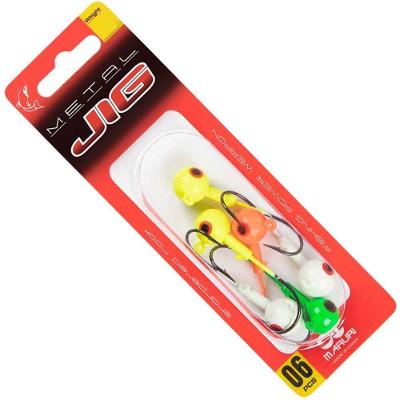 Isca de Pesca Jig Head Metal Colorido 2,4G com Anzol 1 Aço Inox Amarelo Laranja Verde Maruri Fishing