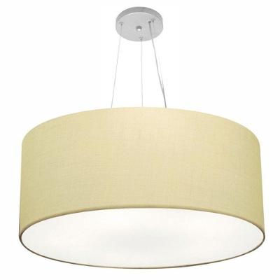 Lustre Pendente Cilíndrico Md-4074 Cúpula Tecido 60x30CM Bivolt algodão-crú Vivare Brasil Iluminação