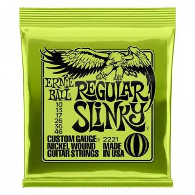 Encordoamento para Guitarra Regular Slinky 2221 Níquel 0.10 para Timbre Equilibrado Ernie Ball