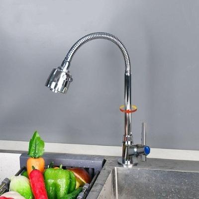 Torneira de Cozinha Gourmet Parede e Bancada em Aço Inoxidável e Plástico ABS Bica Giratória 360°