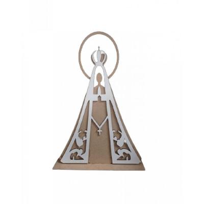 Enfeite de Mesa Nossa Senhora Aparecida Arco Natural [F031] em MDF Cru 3MM Natural Trovarelli Móveis
