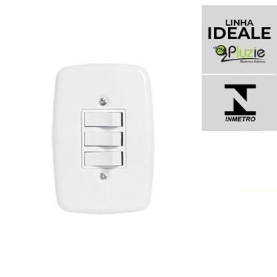 Interruptor Pluzie Linha Ideale 10A 20A 4x2 3 Teclas Simples com Certificação Inmetro OEM