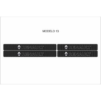 Kit Adesivo de Soleira de Porta para Carro Fibra de Carbono Renault Preto OEM