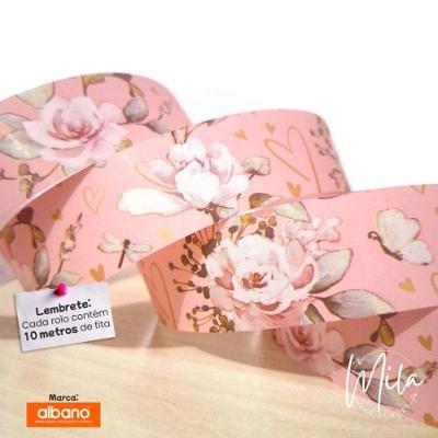 Fita Decorada para Laço Amor sem Fim-Rosa Polietileno 32mm X 10m Rosa 1 Rolo OEM