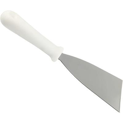 Espátula Reta Profissional 5989 em AÇO INOX com Base em Plástico Branco para Confeitaria Ke Home