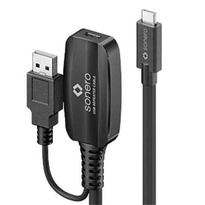 Cabo Extensor Amplificado Usb-c Macho X Usb-c Femea 3.2 Com Injeção Usb-a 5v (sonero) - 10m