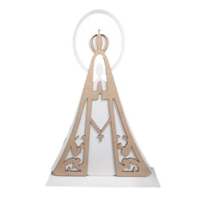 Enfeite de Mesa Nossa Senhora Aparecida em MDF Branco para Decoração Trovarelli Móveis
