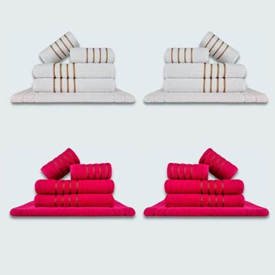 Jogo De Toalhas 20 Peças Coleção Montreal 100% Algodão Branco + Rosa