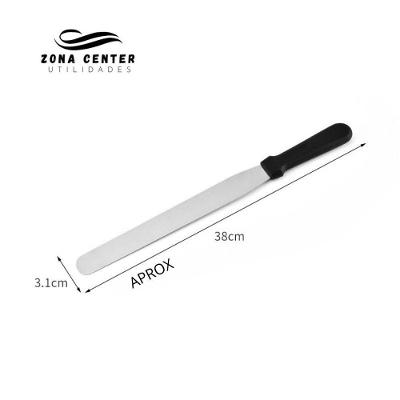 Espátula de Bolo Inox Reta e Curvada Cabo Plástico para Confeitar em Metal 37 cm OEM