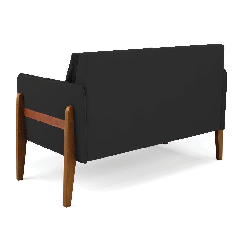 Sofá Namoradeira Lana Veludo Base De Madeira - D'rossi Cor Preto - 5
