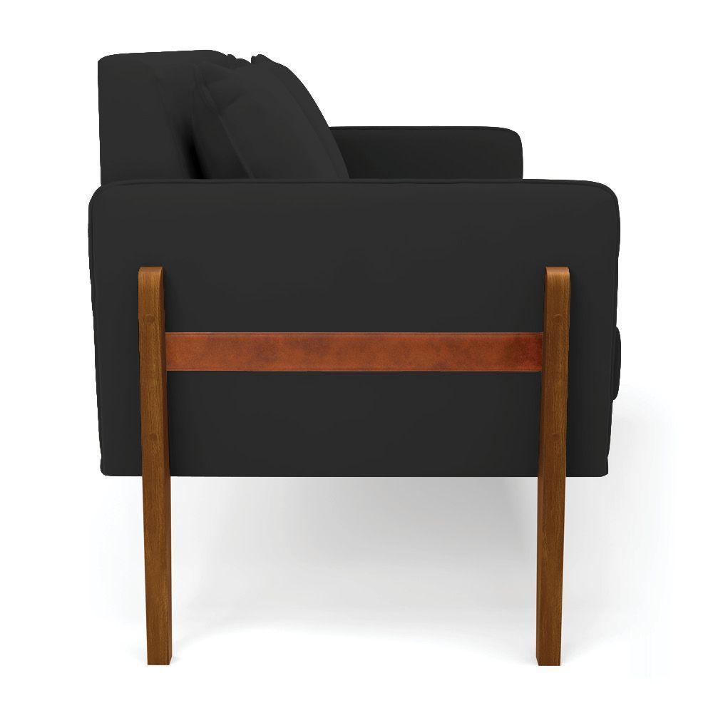 Sofá Namoradeira Lana Veludo Base De Madeira - D'rossi Cor Preto - 6