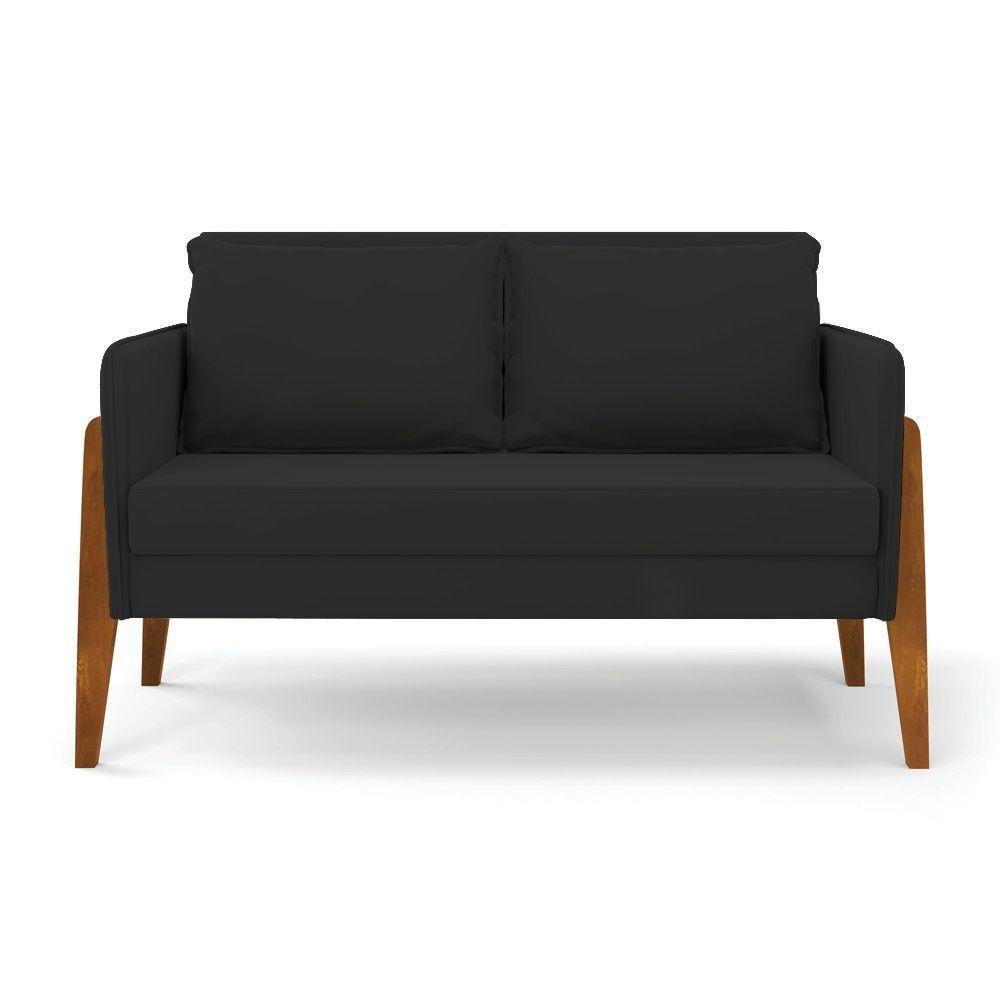 Sofá Namoradeira Lana Veludo Base De Madeira - D'rossi Cor Preto - 7