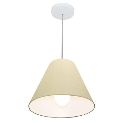 Lustre Pendente Md-4028 Cúpula em Tecido Cone Pequeno Algodão Crú Branco Vivare Brasil Iluminação