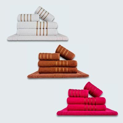 Jogo De Toalhas 15 Peças Coleção Montreal 100% Algodão Branco + Marrom + Rosa